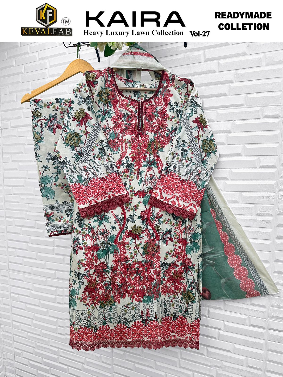 Kaira Vol 27 Keval Fab Lawn Cotton Karachi Readymade Suits Wholesale