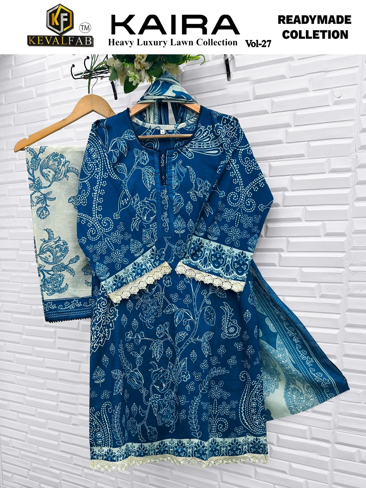 Kaira Vol 27 Keval Fab Lawn Cotton Karachi Readymade Suits Wholesale