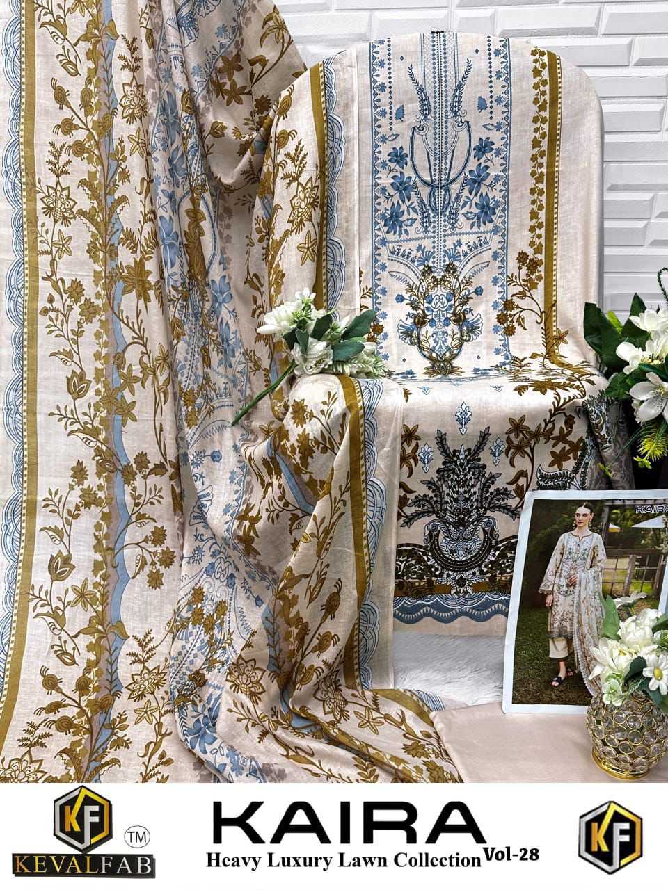 Kaira Vol 28 Heavy Luxury Lawn Collection Keval Fab Cotton Karachi Salwar Suits Exporter