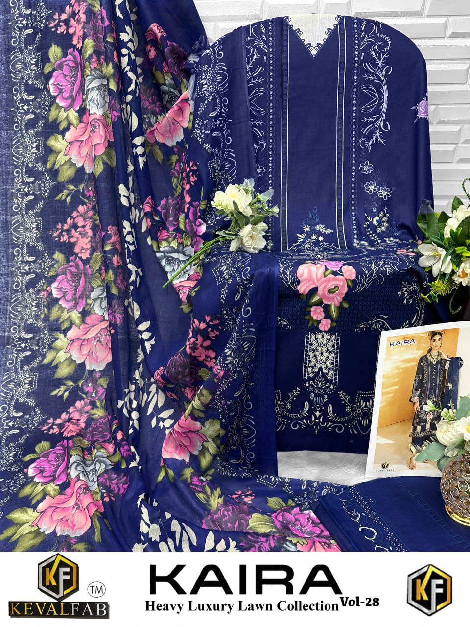 Kaira Vol 28 Heavy Luxury Lawn Collection Keval Fab Cotton Karachi Salwar Suits Exporter