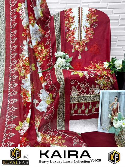 Kaira Vol 28 Heavy Luxury Lawn Collection Keval Fab Cotton Karachi Salwar Suits Exporter