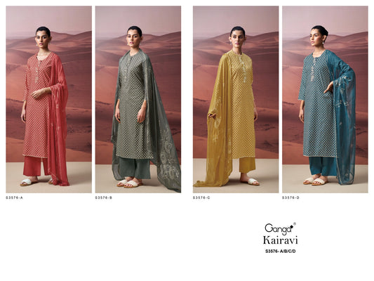 Kairavi 3576 Ganga Premium Cotton Plazzo Style Suits Wholesaler Gujarat