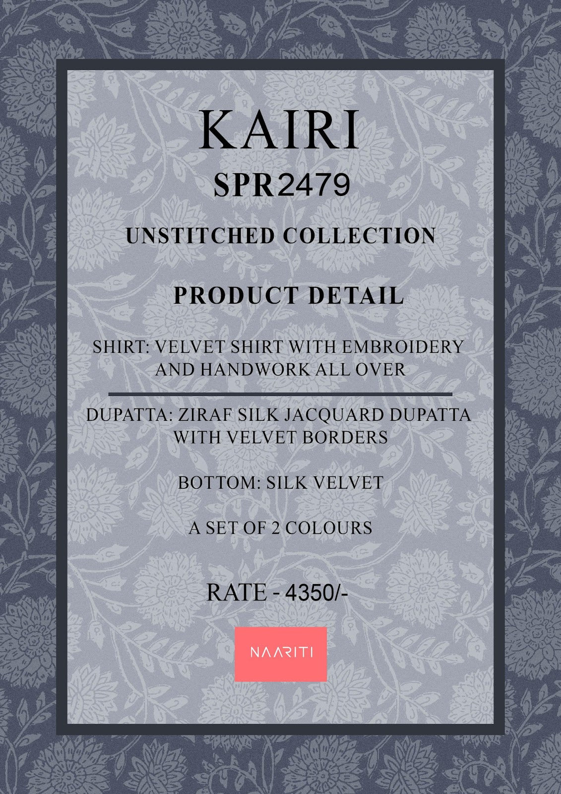 Kairi Naariti Velvet Suits Wholesale Price