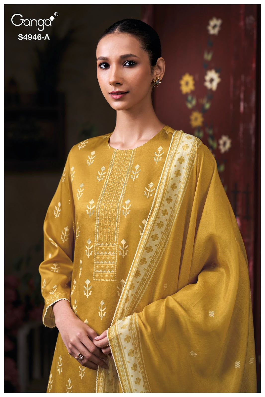 Kairisha S4946 Ganga Cotton Satin Pant Style Suits Supplier India