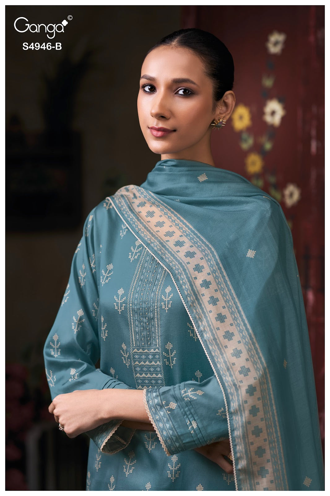Kairisha S4946 Ganga Cotton Satin Pant Style Suits Supplier India