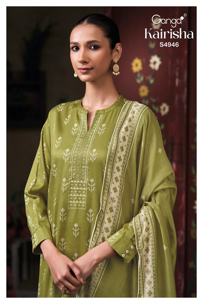 Kairisha S4946 Ganga Cotton Satin Pant Style Suits Supplier India