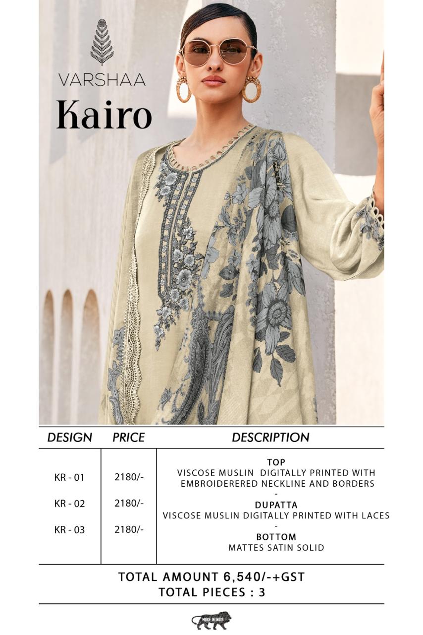 Kairo Varshaa Viscose Muslin Pant Style Suits Supplier