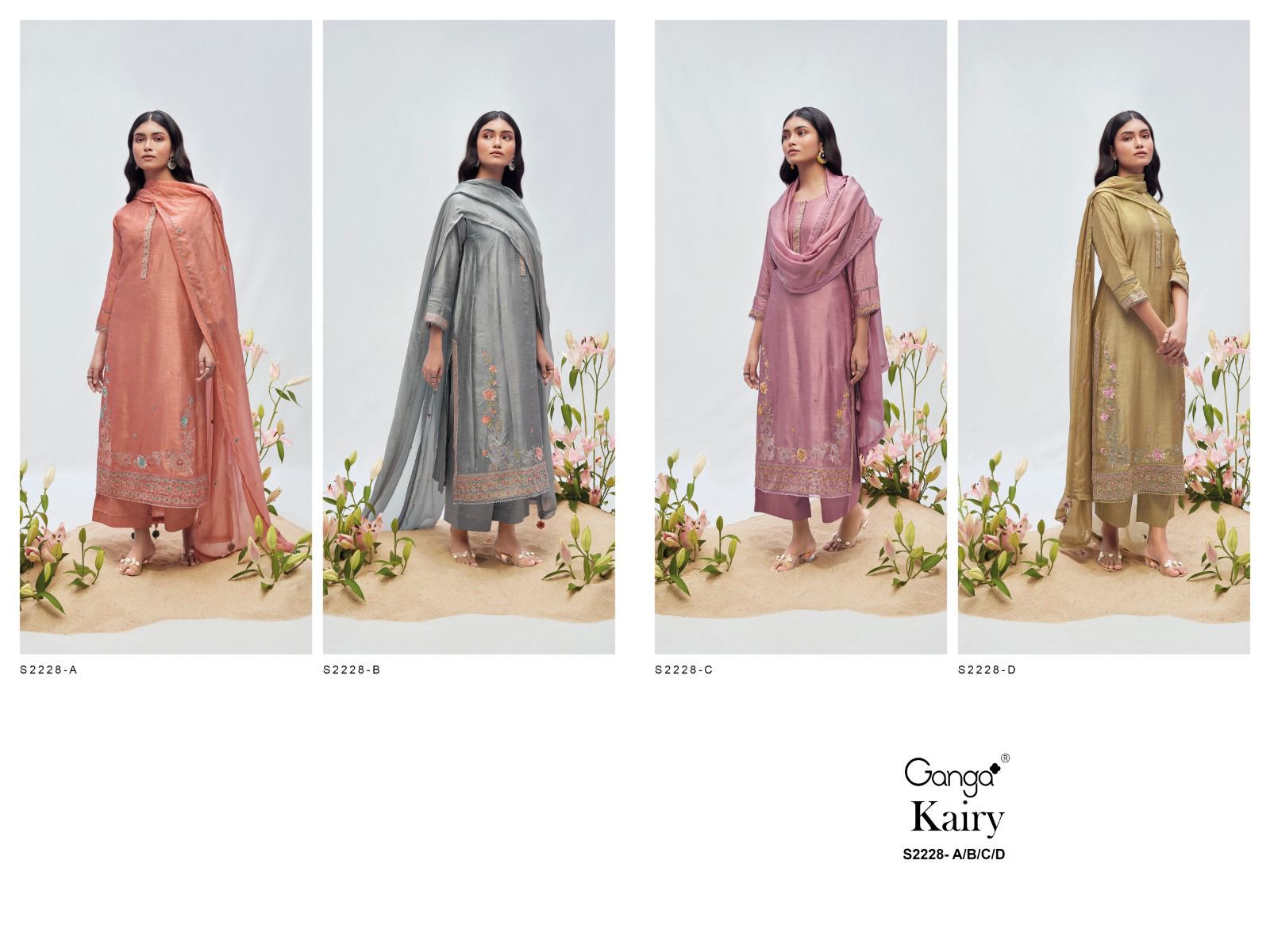 Kairy 2228 Ganga Russian Silk Plazzo Style Suits Exporter Gujarat