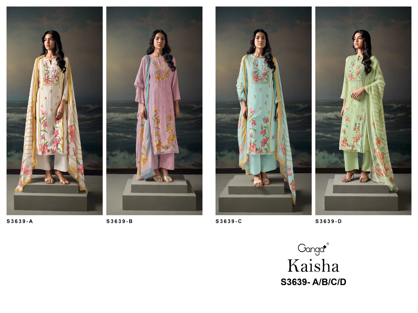 Kaisha 3639 Ganga Bemberg Silk Plazzo Style Suits Exporter Gujarat