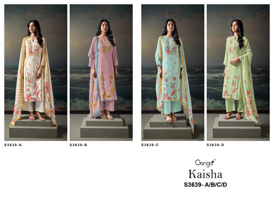 Kaisha 3639 Ganga Bemberg Silk Plazzo Style Suits Exporter Gujarat