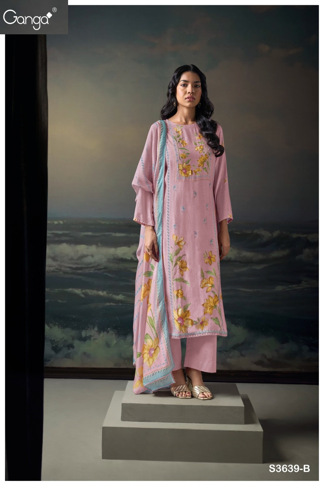 Kaisha 3639 Ganga Bemberg Silk Plazzo Style Suits Exporter Gujarat