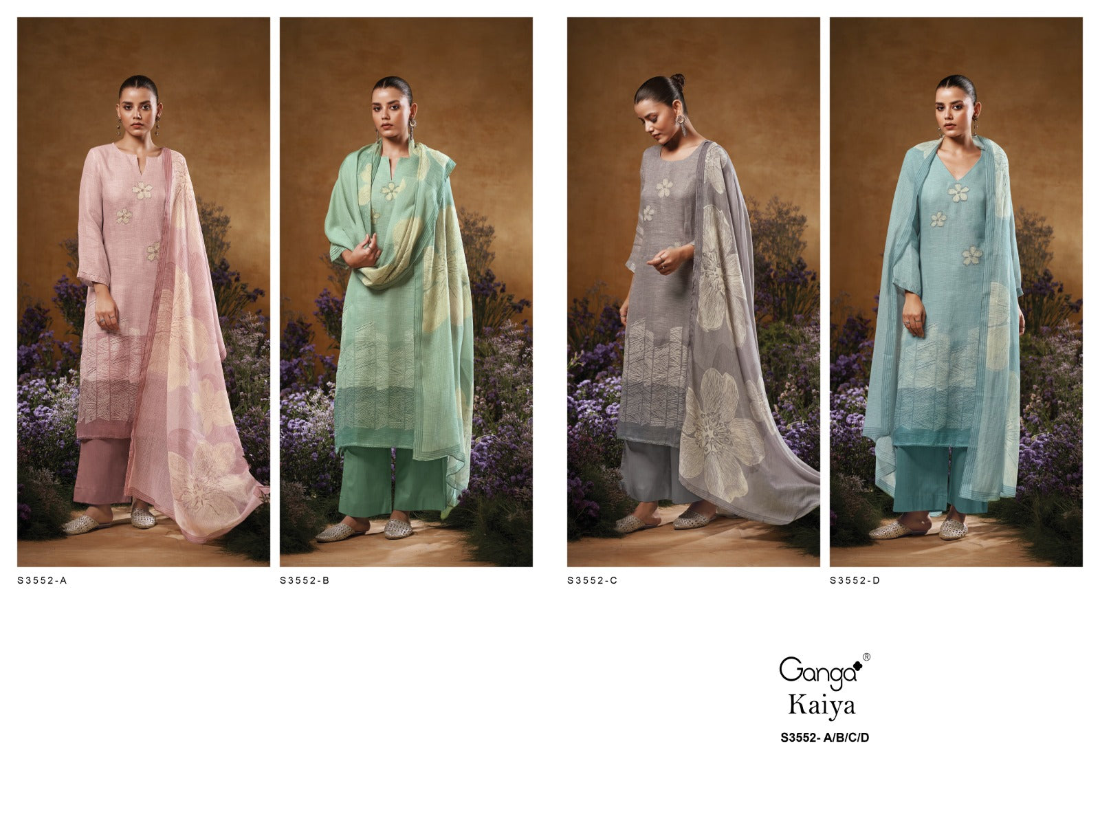 Kaiya 3552 Ganga Premium Cotton Plazzo Style Suits Manufacturer Ahmedabad