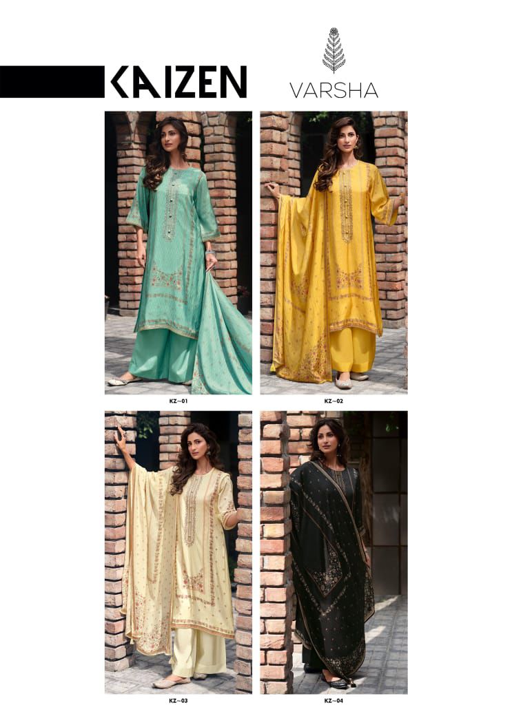Kaizen Varsha Fashions Viscose Muslin Plazzo Style Suits Wholesale Price