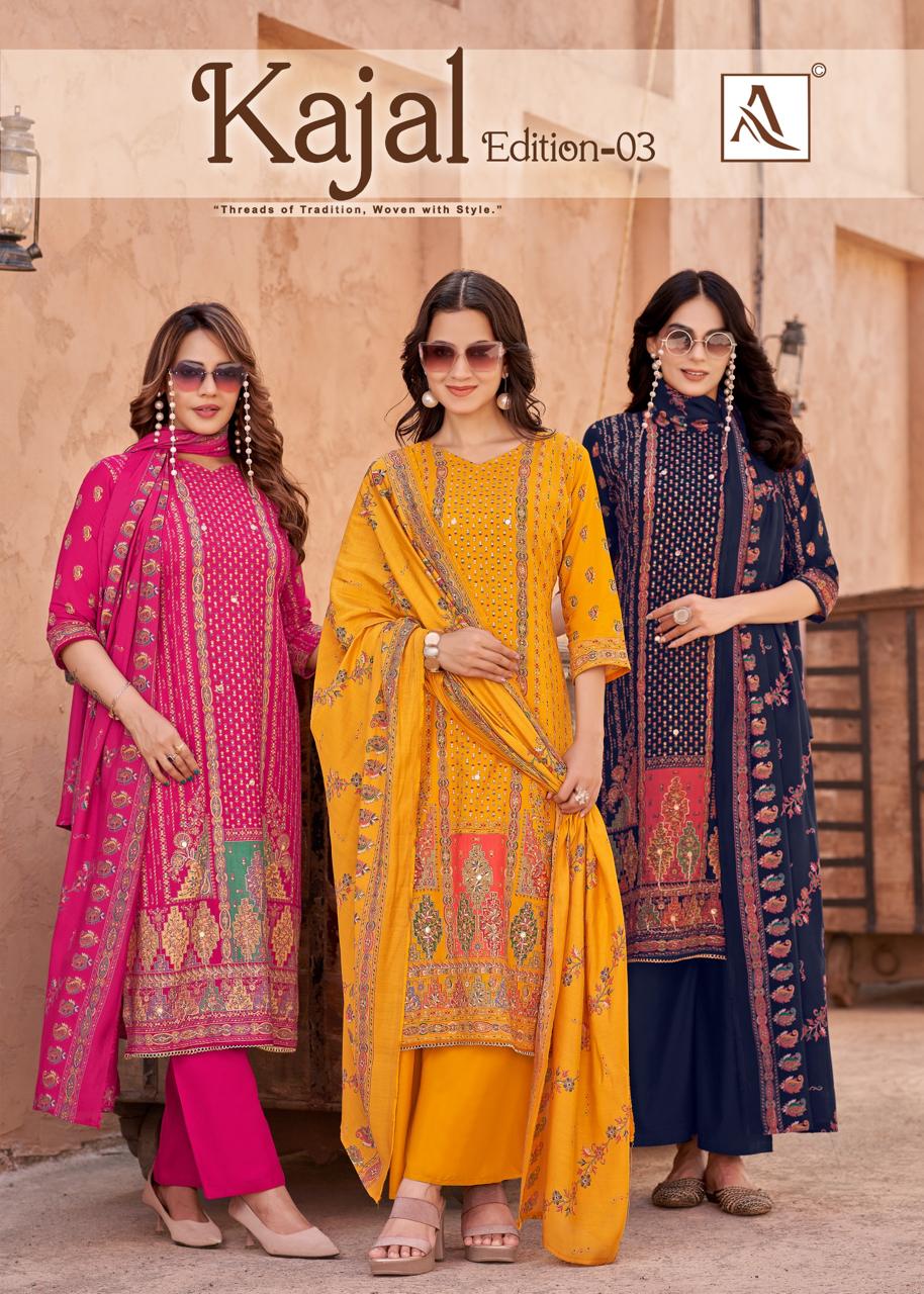 Kajal Edition 3 Alok Viscose Reyon Karachi Salwar Suits Wholesale Price