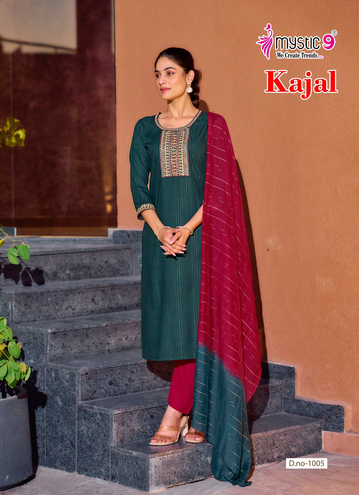 Kajal Vol 1 Mystic 9 Rayon Readymade Pant Style Suits Wholesaler Ahmedabad
