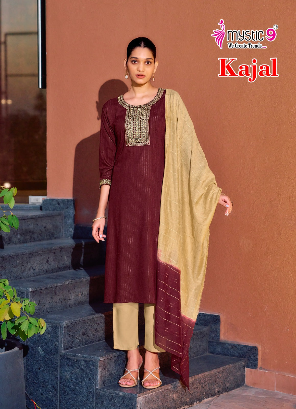 Kajal Vol 1 Mystic 9 Rayon Readymade Pant Style Suits Wholesaler Ahmedabad