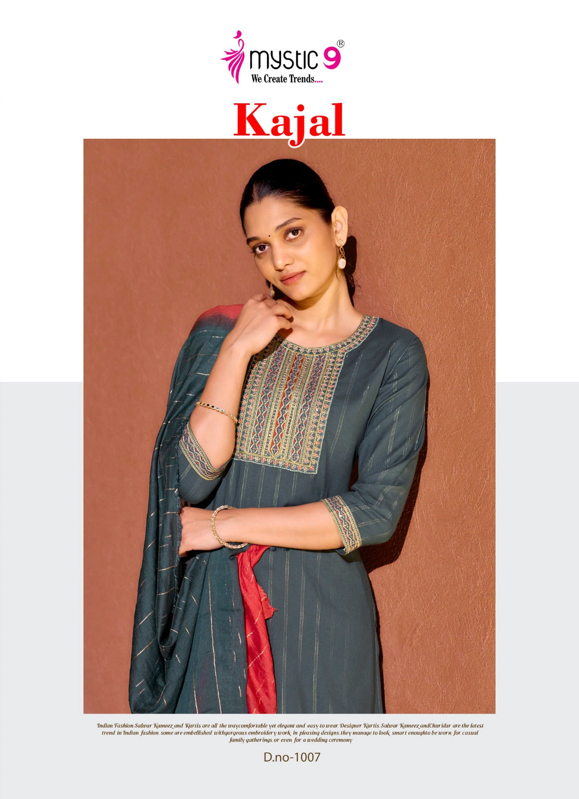 Kajal Vol 1 Mystic 9 Rayon Readymade Pant Style Suits Wholesaler Ahmedabad