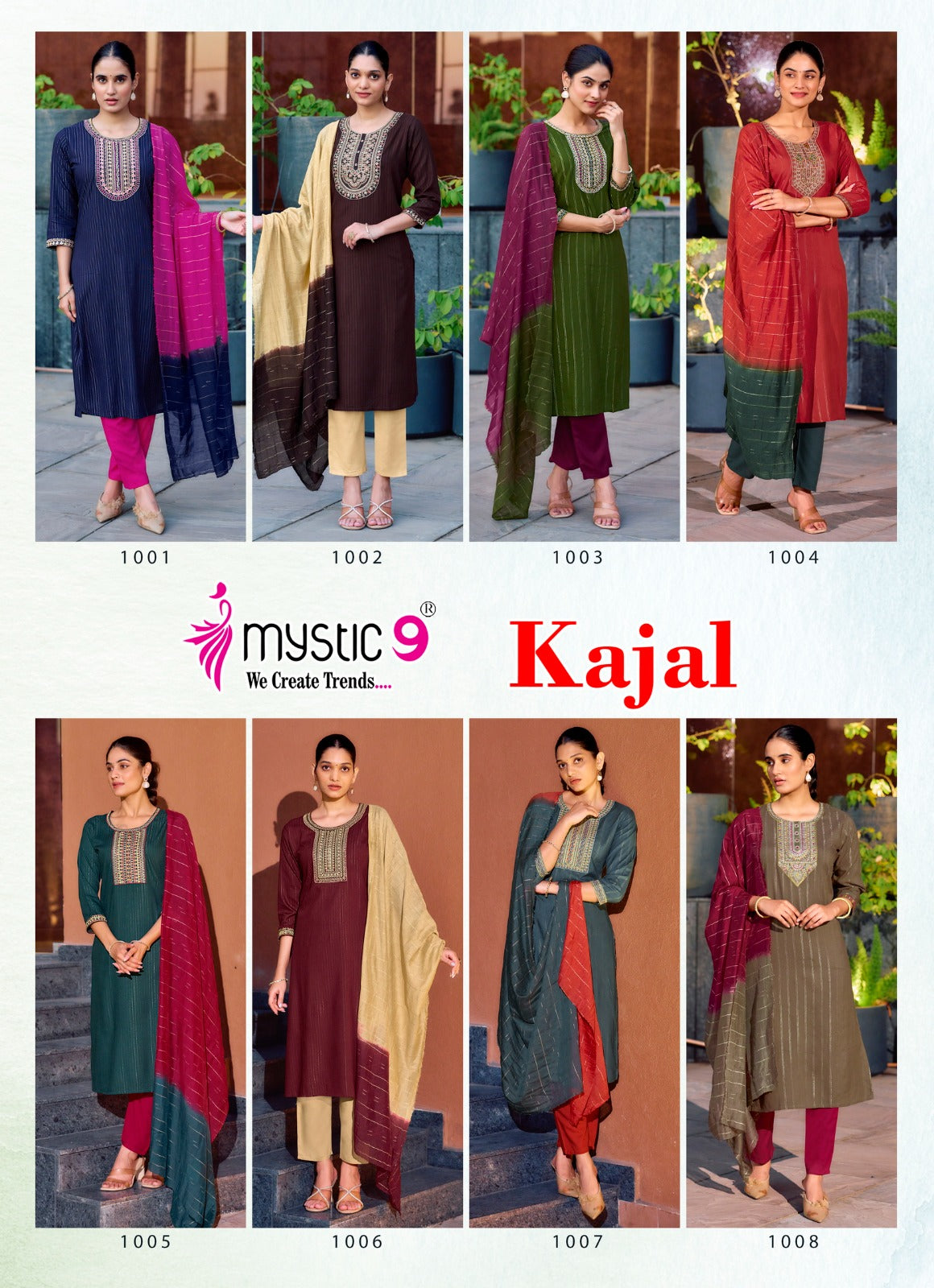Kajal Vol 1 Mystic 9 Rayon Readymade Pant Style Suits Wholesaler Ahmedabad