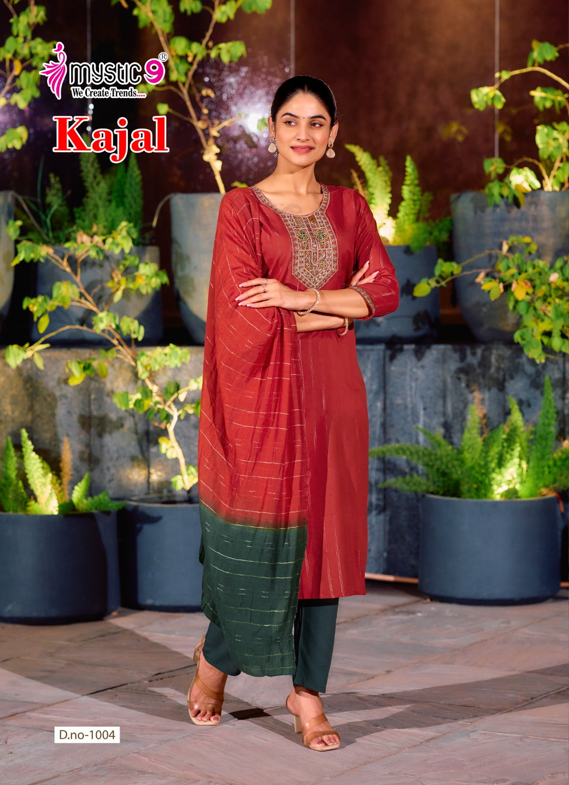 Kajal Vol 1 Mystic 9 Rayon Readymade Pant Style Suits Wholesaler Ahmedabad