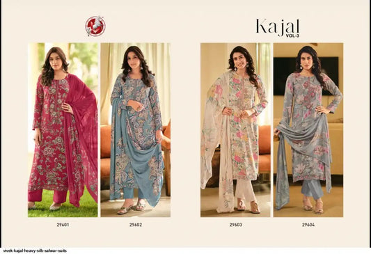 Kajal Vol 3 Vivek Muslin Pant Style Suits Supplier Ahmedabad