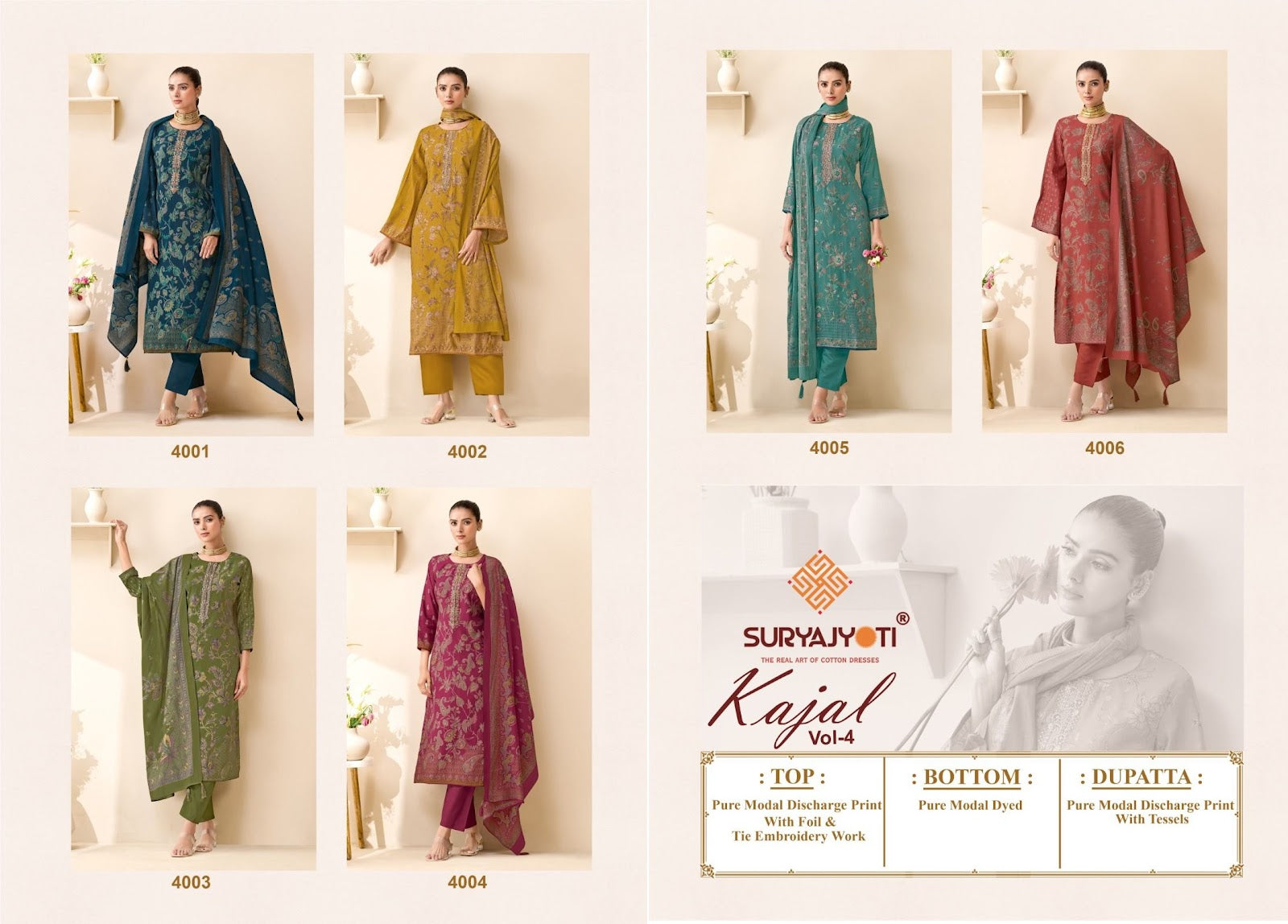 Kajal Vol 4 Suryajyoti Modal Silk Pant Style Suits Supplier India