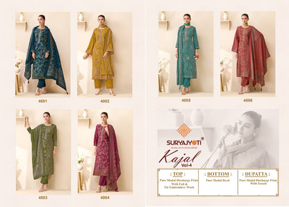 Kajal Vol 4 Suryajyoti Modal Silk Pant Style Suits Supplier India