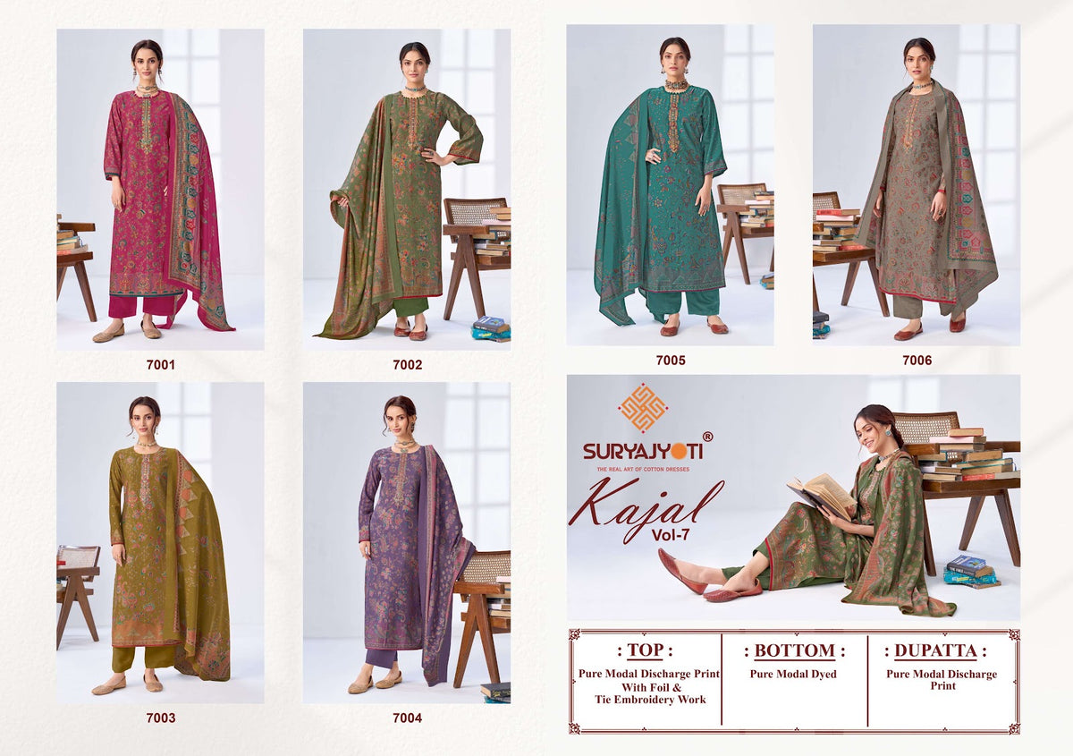 Kajal Vol 7 Suryajyoti Modal Silk Pant Style Suits Wholesale Rate