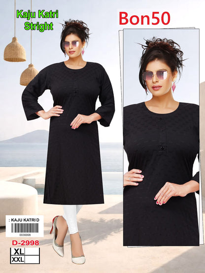 Kaju Katri Bon50 Viscose Rayon Straight Cut Kurtis Wholesale Rate