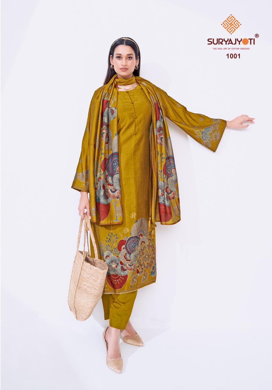 Kakoli Stitch Vol 1 Suryajyoti Modal Silk Readymade Pant Style Suits Wholesaler Ahmedabad