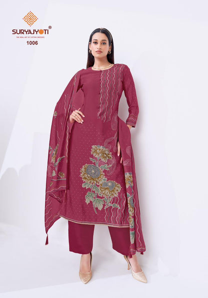 Kakoli Stitch Vol 1 Suryajyoti Modal Silk Readymade Pant Style Suits Wholesaler Ahmedabad