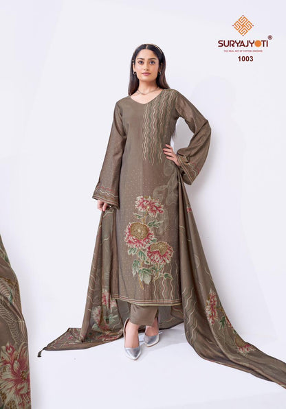 Kakoli Stitch Vol 1 Suryajyoti Modal Silk Readymade Pant Style Suits Wholesaler Ahmedabad