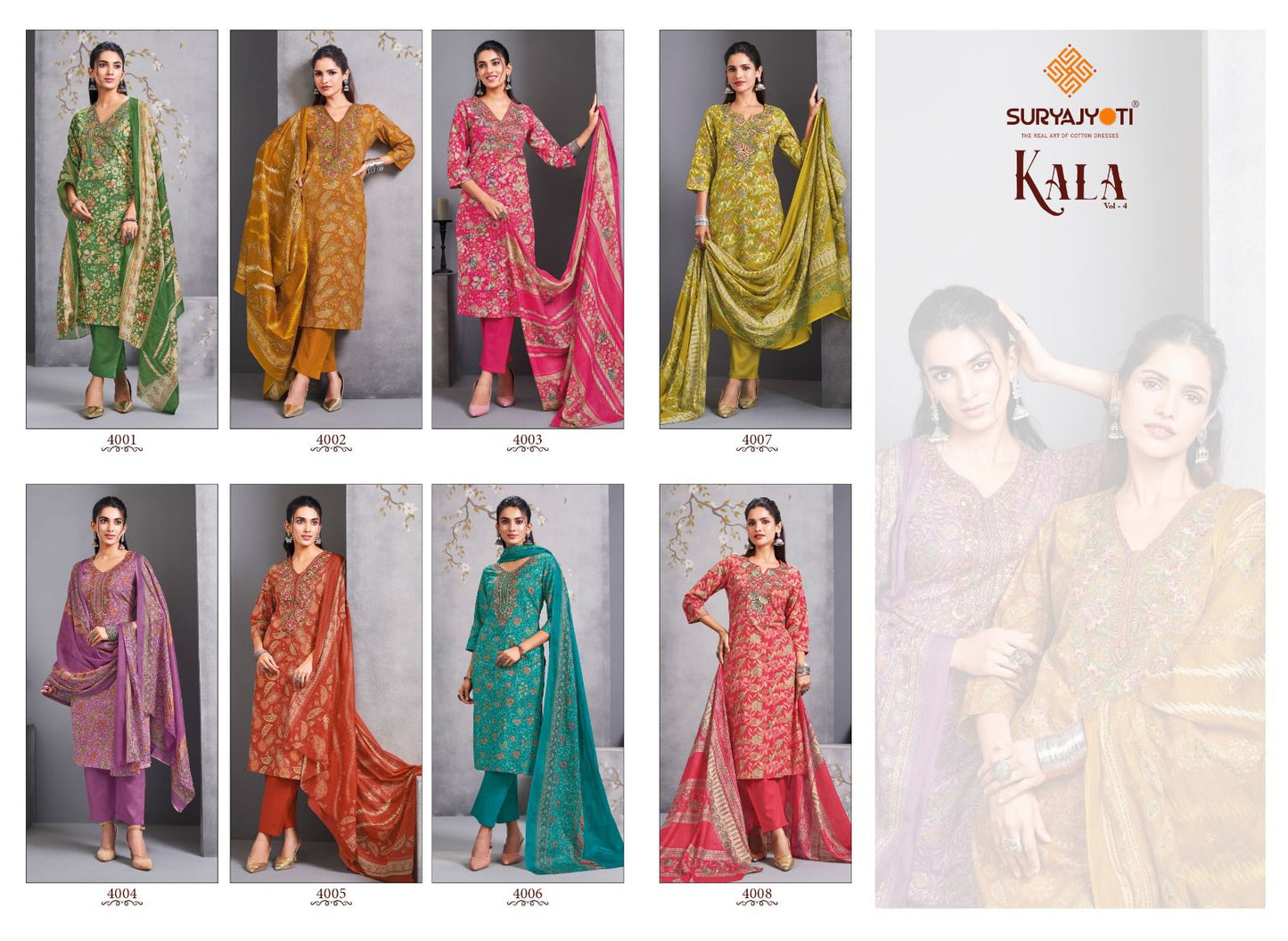 Kala Vol 4 Suryajyoti Readymade Cotton Pant Suits Exporter Ahmedabad
