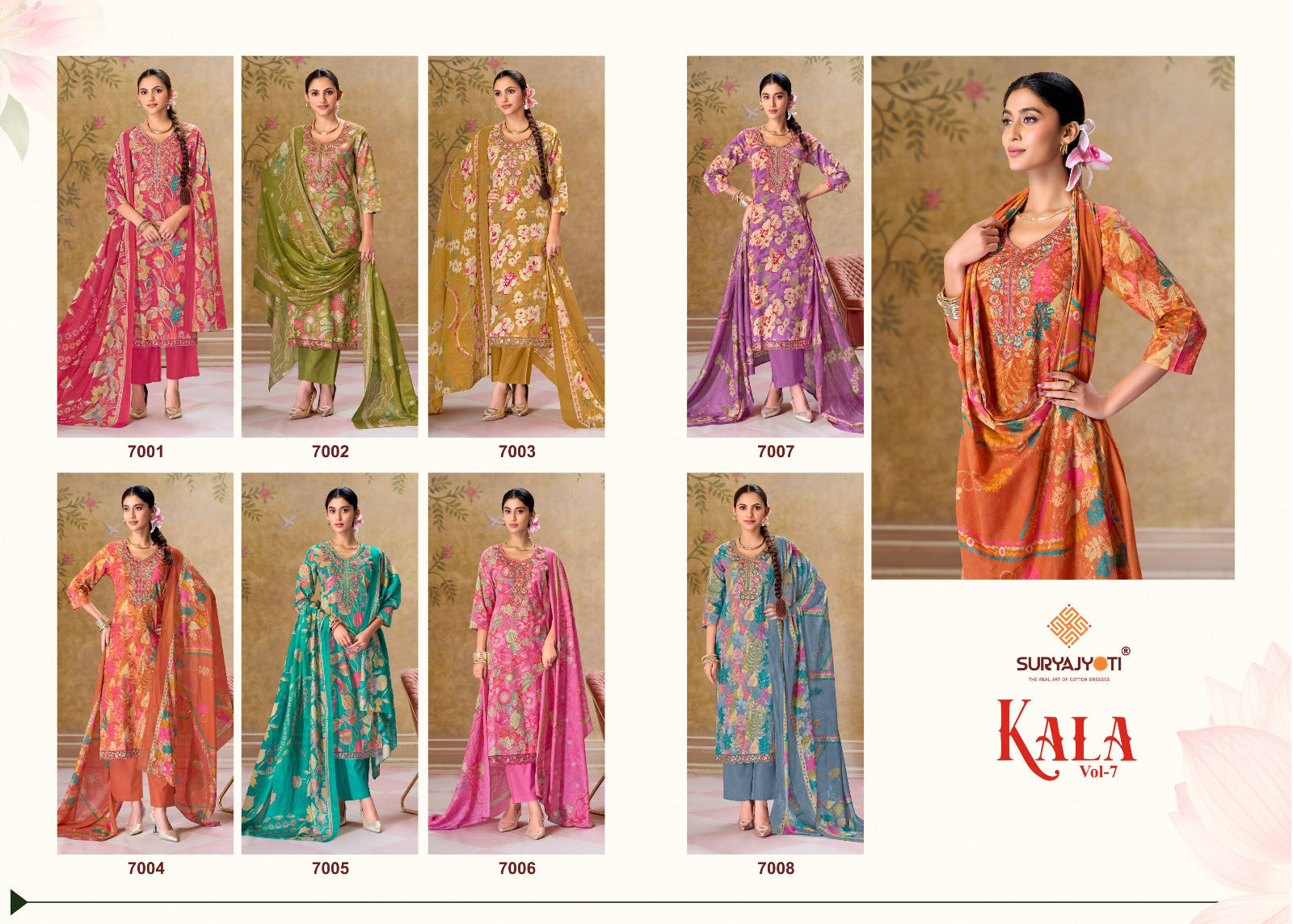 Kala Vol 7 Suryajyoti Readymade Cotton Pant Suits Exporter Ahmedabad