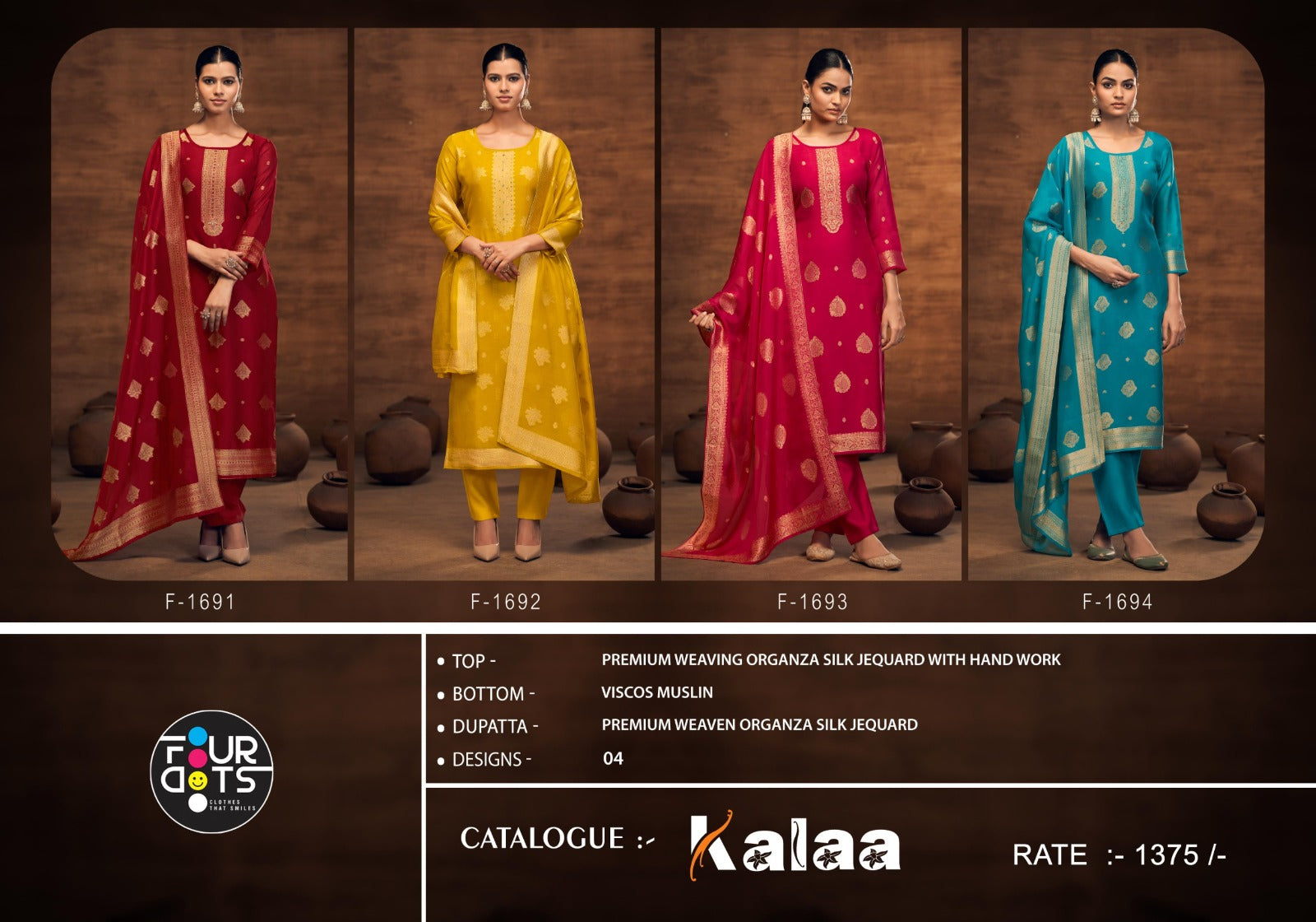 Kalaa Four Dots Weaving Pant Style Suits Supplier Gujarat