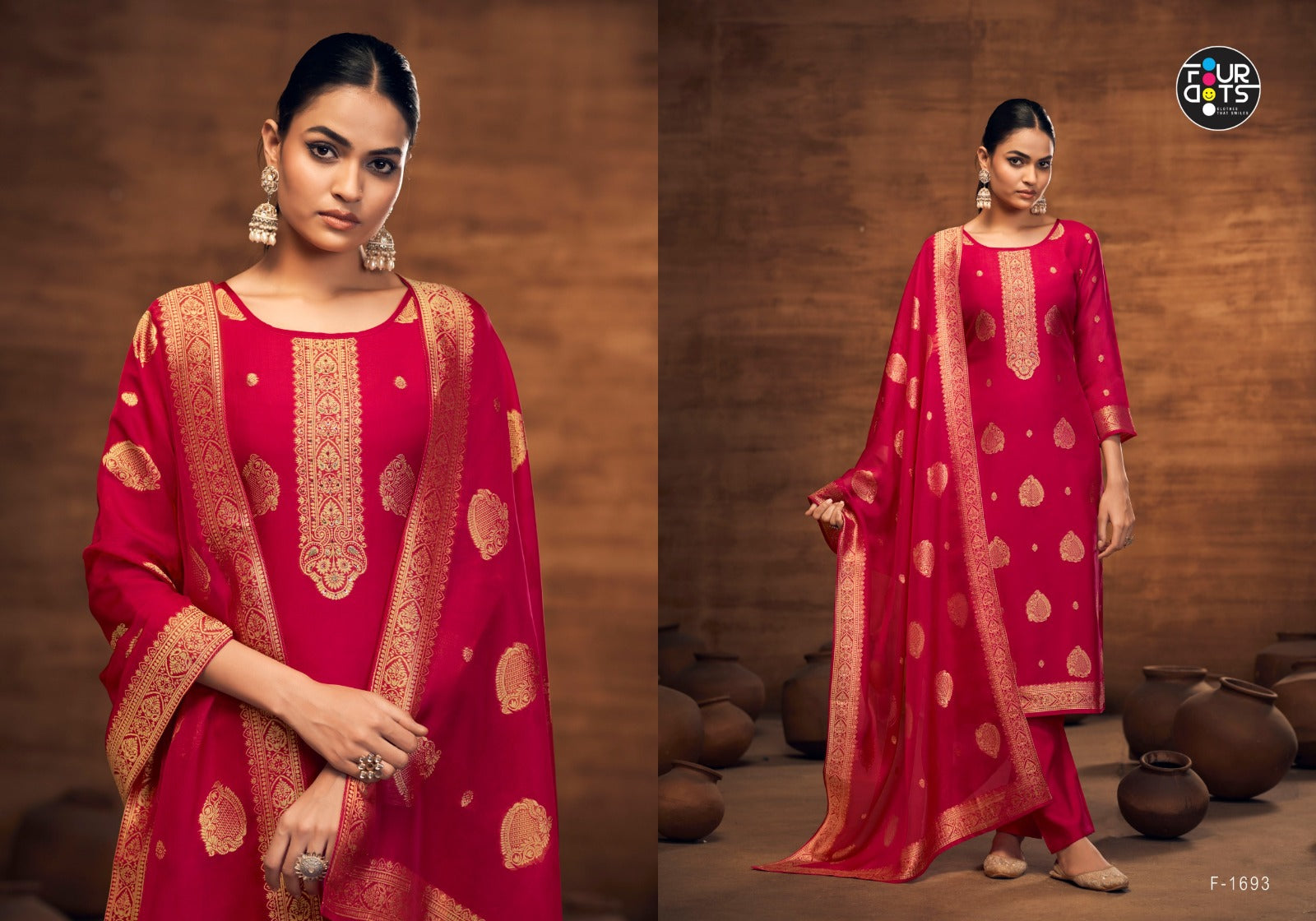 Kalaa Four Dots Weaving Pant Style Suits Supplier Gujarat