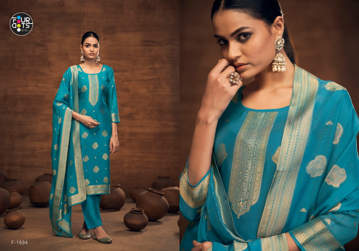 Kalaa Four Dots Weaving Pant Style Suits Supplier Gujarat