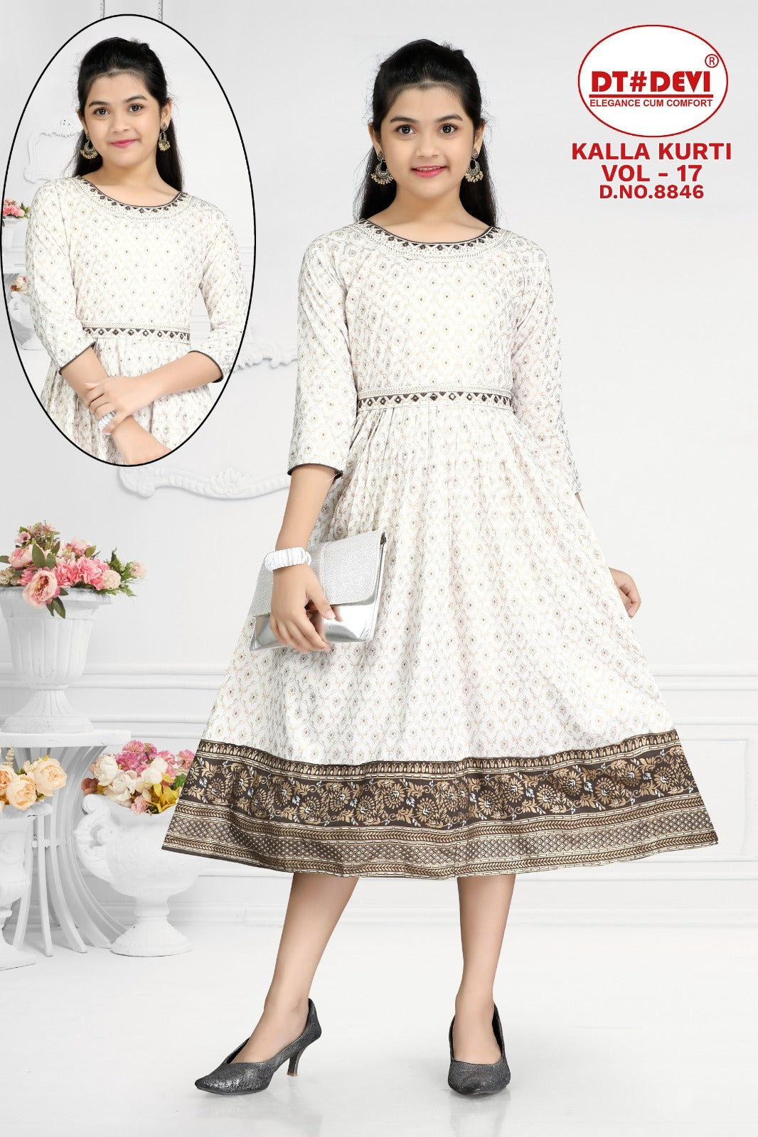 Kalaa Vol 17 8846 Dt Devi Rayon Girls Anarkali Kurti Wholesale