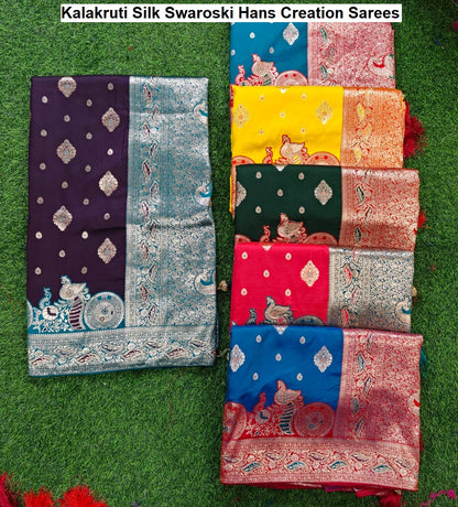 Kalakruti Silk Swaroski Hans Creation Sarees Supplier Ahmedabad