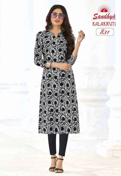 Kalakruti Vol 23 Sandhya Pure Cotton Straight Cut Kurtis Supplier Ahmedabad