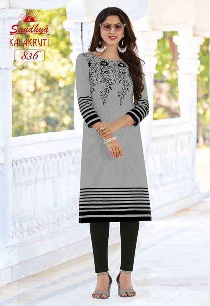 Kalakruti Vol 23 Sandhya Pure Cotton Straight Cut Kurtis Supplier Ahmedabad