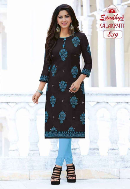 Kalakruti Vol 23 Sandhya Pure Cotton Straight Cut Kurtis Supplier Ahmedabad