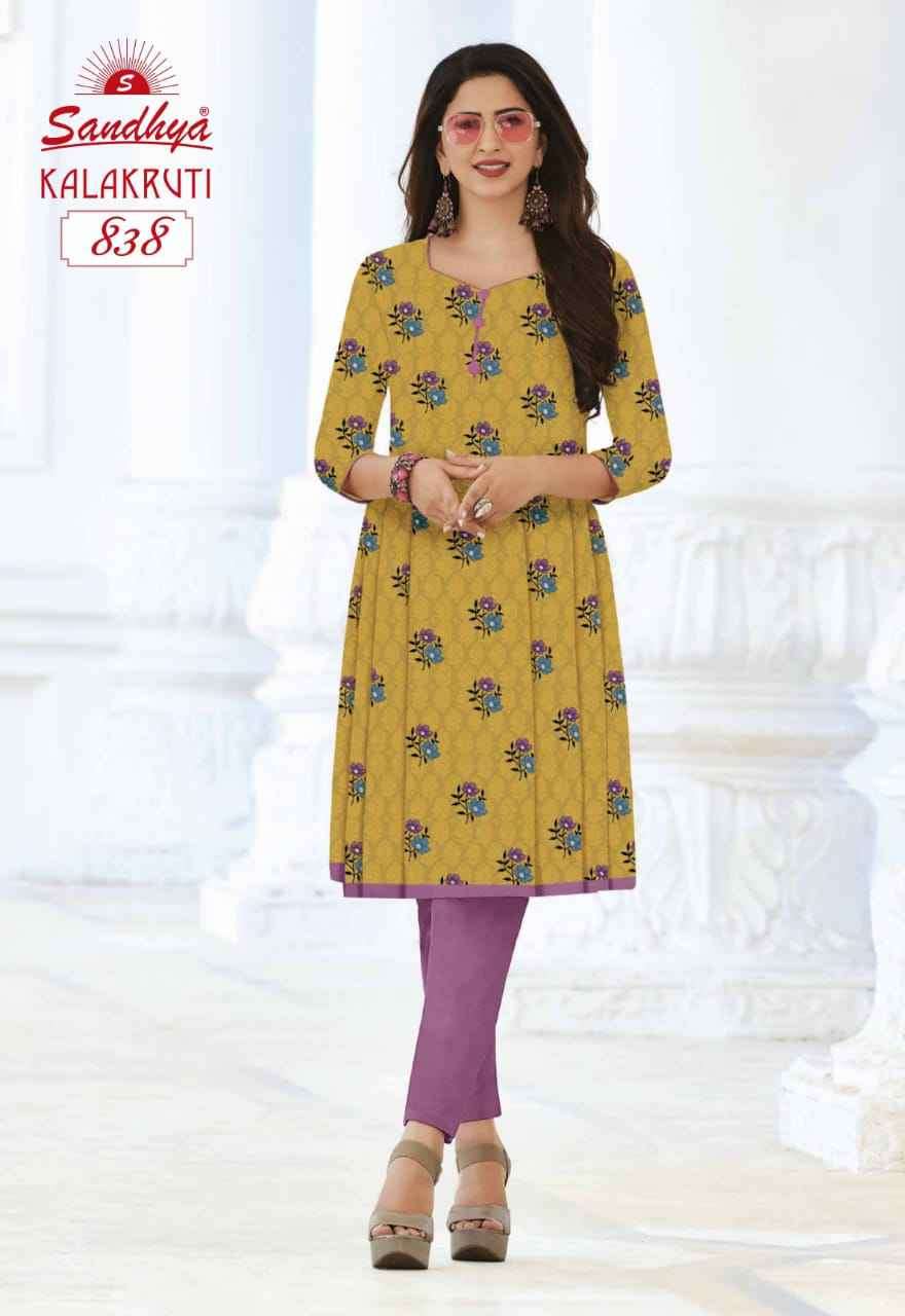Kalakruti Vol 23 Sandhya Pure Cotton Straight Cut Kurtis Supplier Ahmedabad