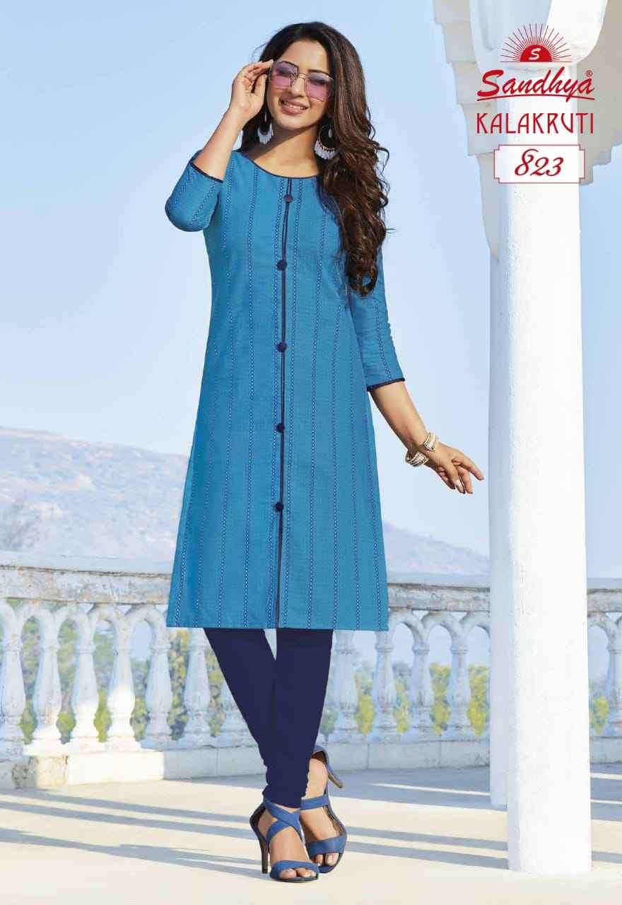 Kalakruti Vol 23 Sandhya Pure Cotton Straight Cut Kurtis Supplier Ahmedabad
