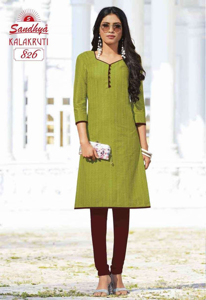 Kalakruti Vol 23 Sandhya Pure Cotton Straight Cut Kurtis Supplier Ahmedabad
