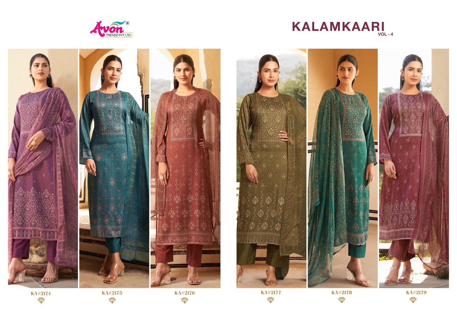 Kalamkaari Vol 4 Avon Trendz Cotton Pant Style Suits Wholesale Rate
