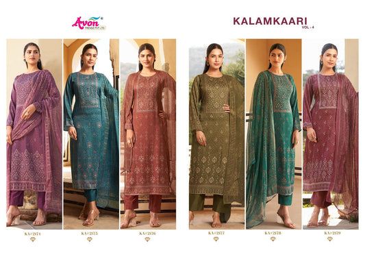 Kalamkaari Vol 4 Avon Trendz Cotton Pant Style Suits Wholesale Rate