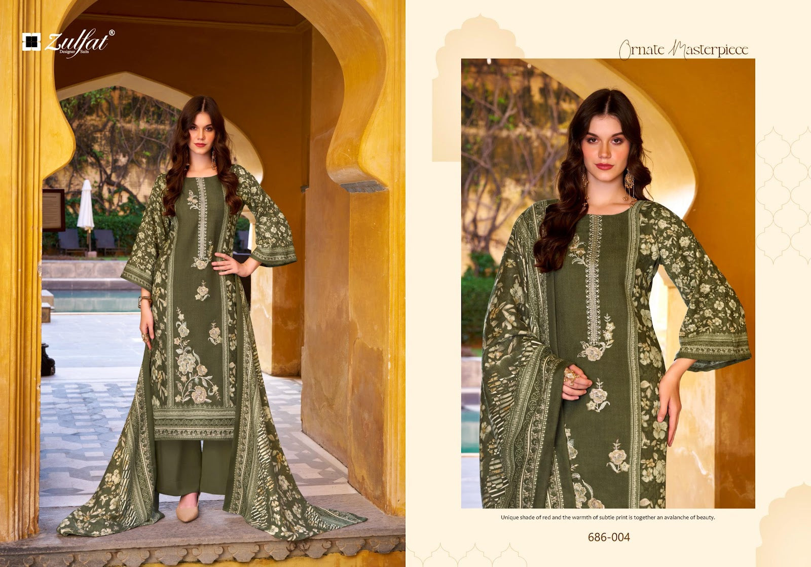 Kalamkaari Zulfat Designer Woolen Karachi Pashmina Salwar Suits Wholesaler Ahmedabad