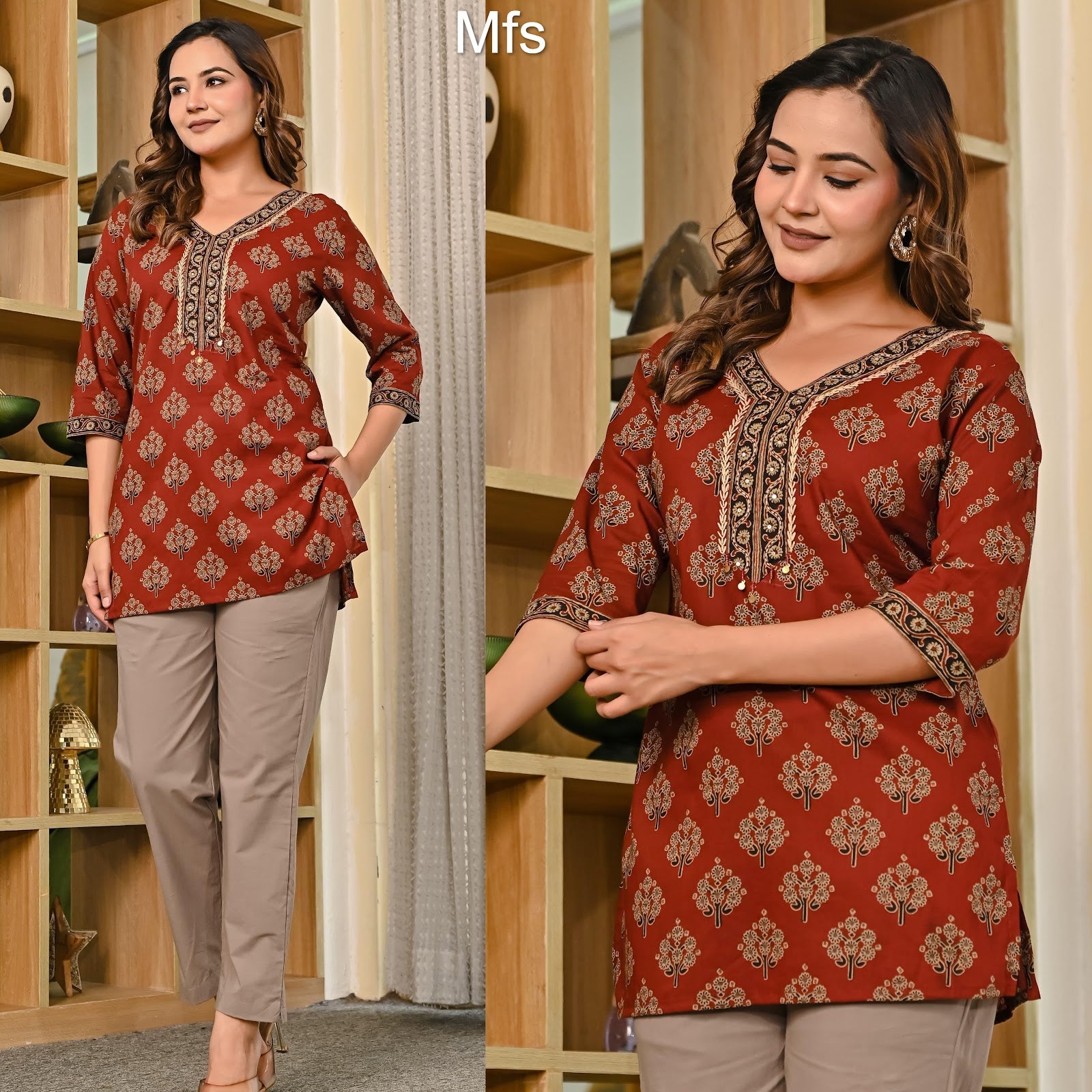 Kalamkari 0611 Mfs Cotton Short Kurtis Supplier Gujarat