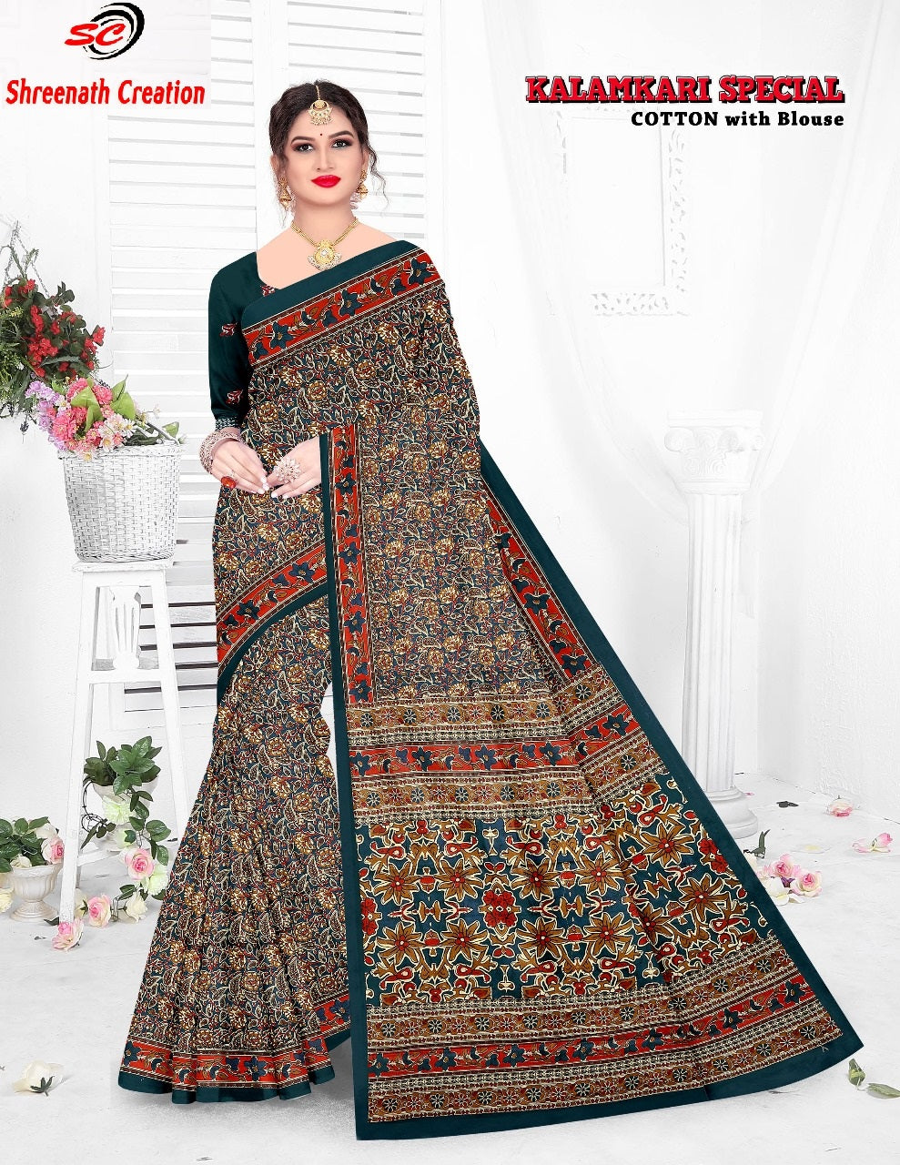 Kalamkari Special Sc Cotton Sarees Manufacturer Gujarat