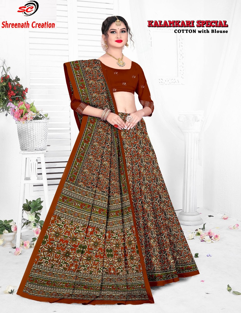 Kalamkari Special Sc Cotton Sarees Manufacturer Gujarat